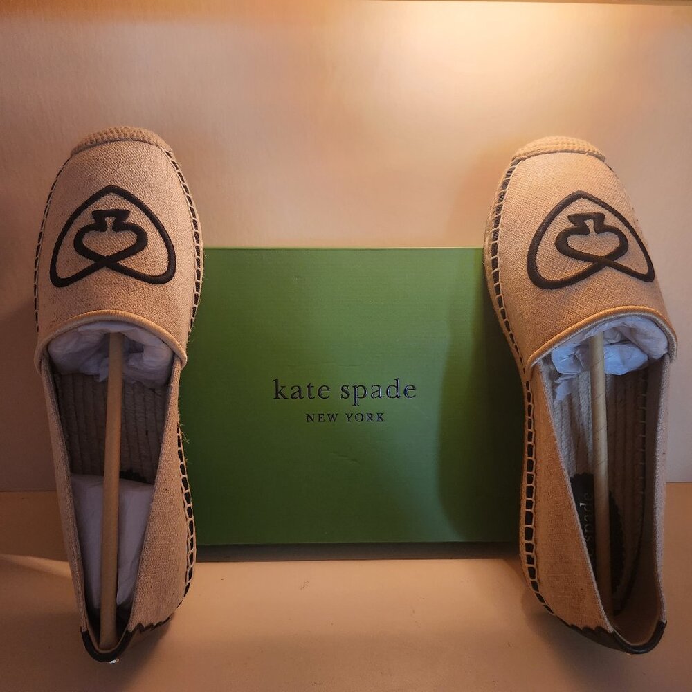 Kate Spade Gwen Heart Spade Linen Slide in Shoe NIB